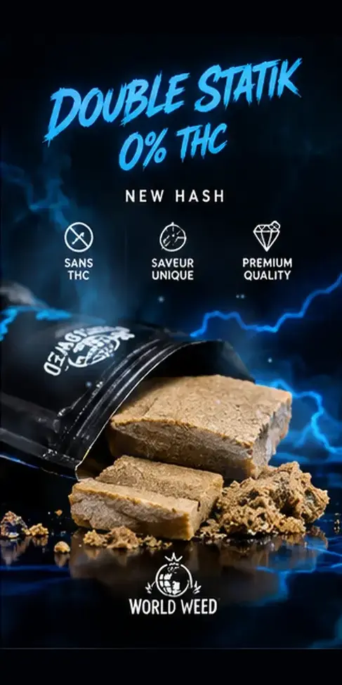 Double Statik 0% THC — résines CBD WorldWeed